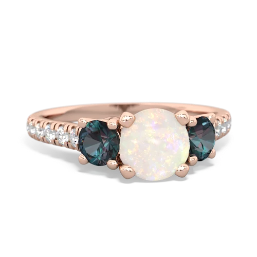 Opal Genuine Opal with Lab Created Alexandrite and Genuine Aquamarine Pave Trellis ring Ring