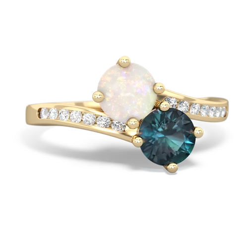 opal-alexandrite two stone channel ring