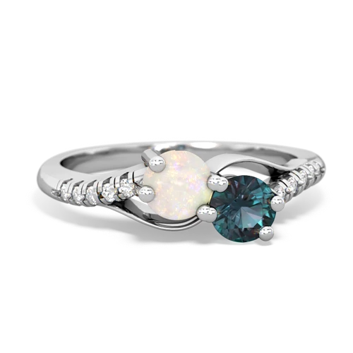 opal-alexandrite two stone infinity ring