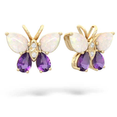 opal-amethyst butterfly earrings