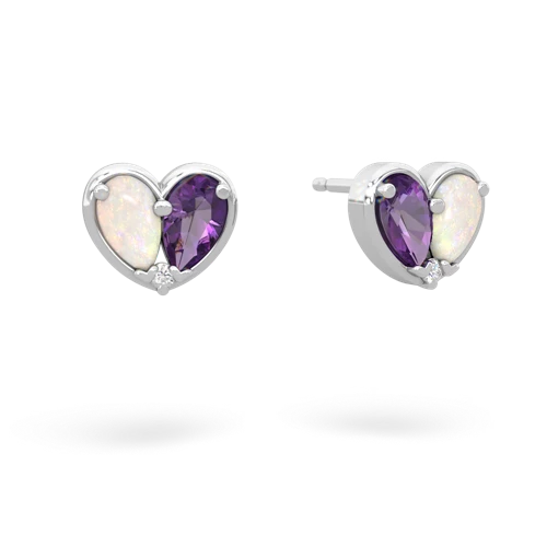 opal-amethyst one heart earrings