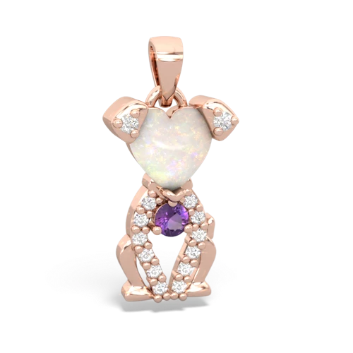 opal-amethyst birthstone puppy pendant