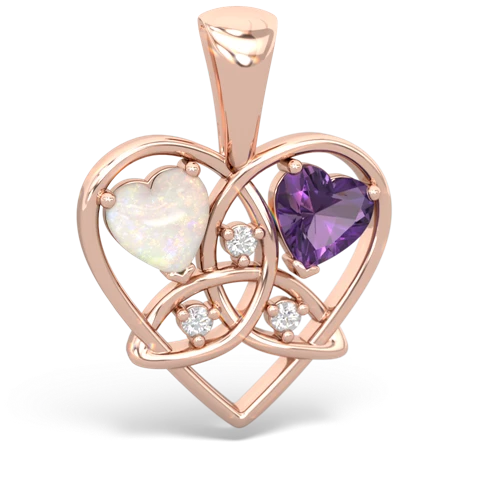 Opal Genuine Opal with Genuine Amethyst Celtic Trinity Heart pendant Pendant