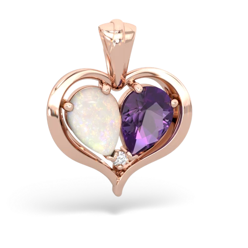 opal-amethyst half heart whole pendant