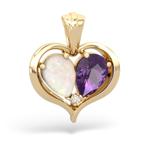 opal-amethyst half heart whole pendant