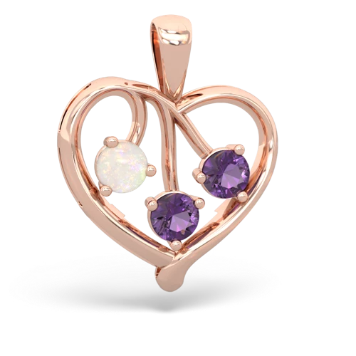 Opal Genuine Opal with Genuine Amethyst and Genuine Ruby Glowing Heart pendant Pendant