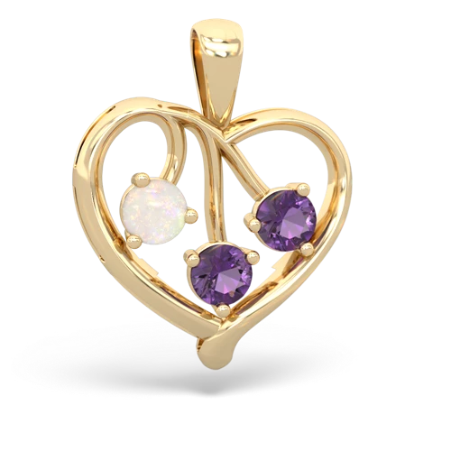 Opal Genuine Opal with Genuine Amethyst and  Glowing Heart pendant Pendant