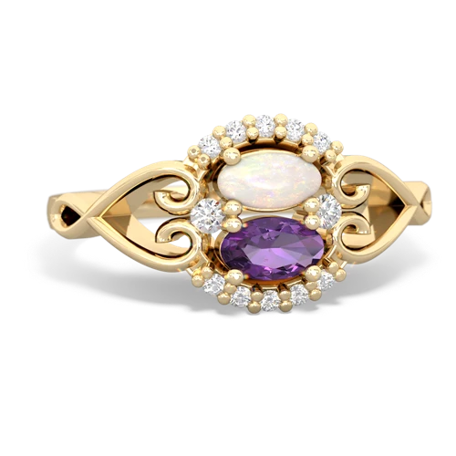 Opal Genuine Opal with Genuine Amethyst Love Nest ring Ring