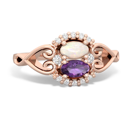 opal-amethyst antique keepsake ring