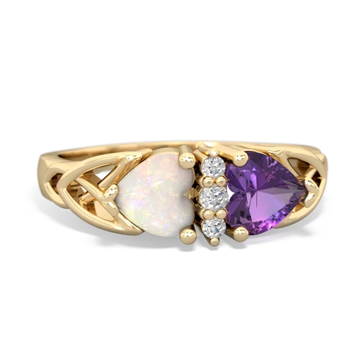 Opal Genuine Opal with Genuine Amethyst Celtic Trinity Knot ring Ring