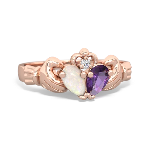Opal Genuine Opal with Genuine Amethyst Claddagh ring Ring