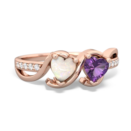 opal-amethyst double heart ring
