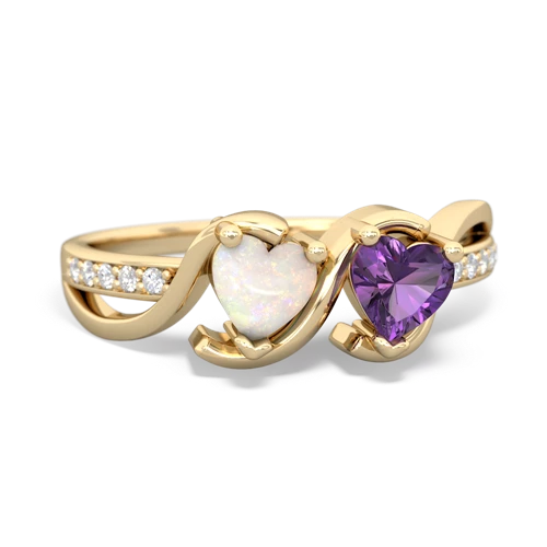 opal-amethyst double heart ring
