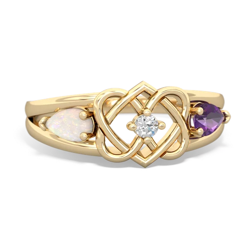 opal-amethyst double heart ring