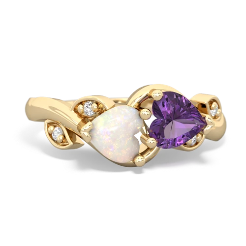 opal-amethyst floral keepsake ring