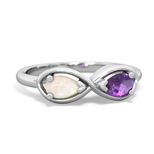 Opal Genuine Opal with Genuine Amethyst Infinity ring Ring