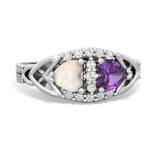 Opal Genuine Opal with Genuine Amethyst Celtic Knot Engagement ring Ring