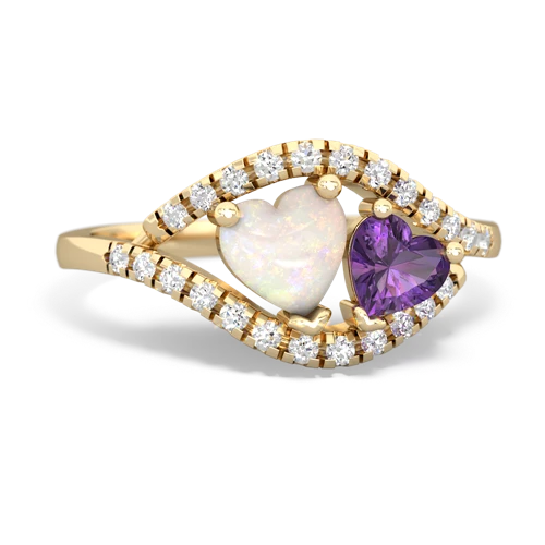 Opal Genuine Opal with Genuine Amethyst Mother and Child ring Ring