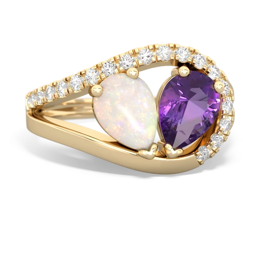 Opal Genuine Opal with Genuine Amethyst Nestled Heart Keepsake ring Ring