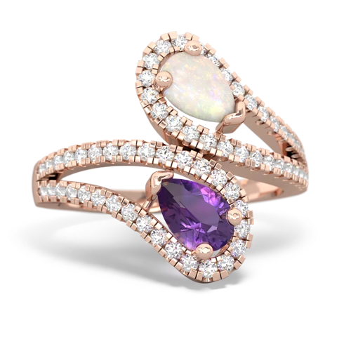 Opal Genuine Opal with Genuine Amethyst Diamond Dazzler ring Ring