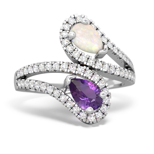 opal-amethyst pave swirls ring