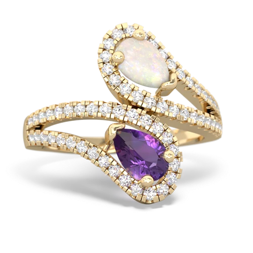 opal-amethyst pave swirls ring