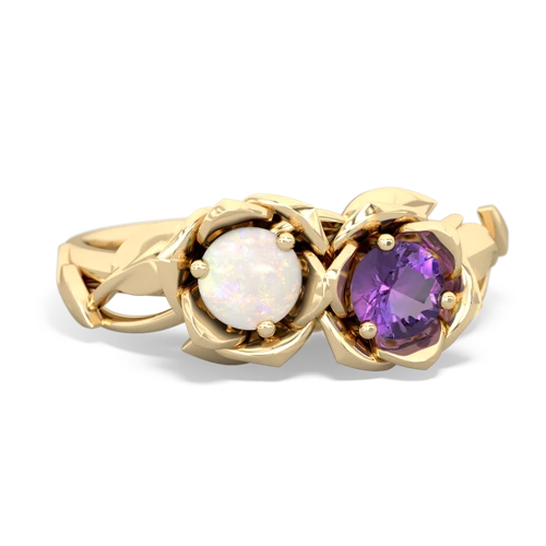 Opal Genuine Opal with Genuine Amethyst Rose Garden ring Ring