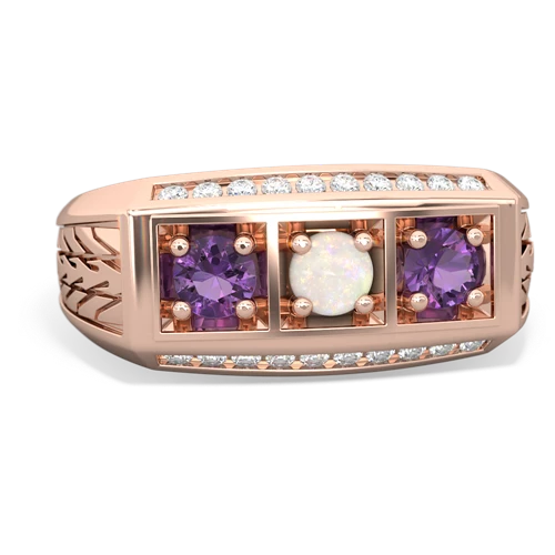 opal-amethyst three stone ring