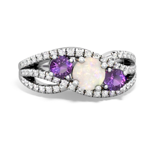 opal-amethyst three stone pave ring