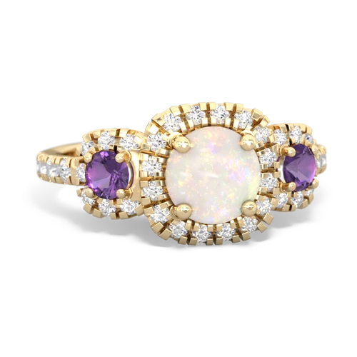 opal-amethyst three stone regal ring