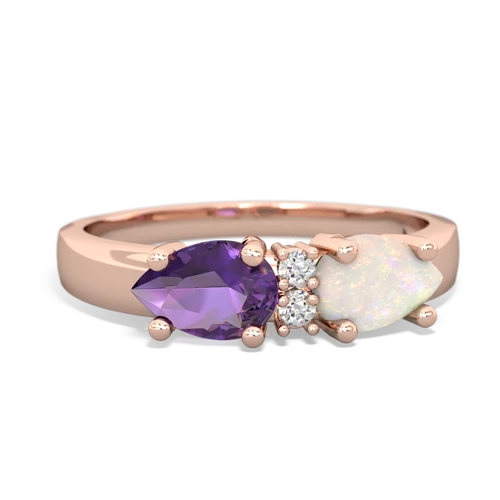 Opal Genuine Opal with Genuine Amethyst Pear Bowtie ring Ring