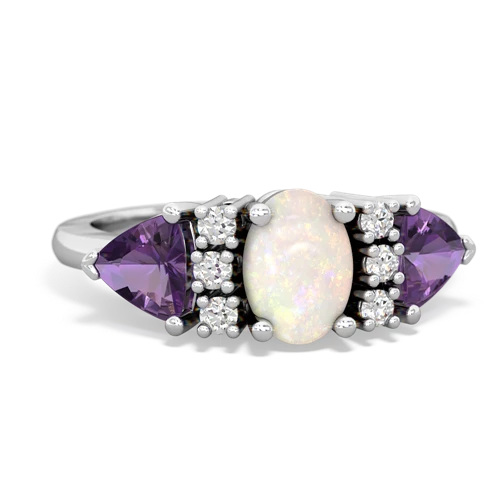Opal Genuine Opal with Genuine Amethyst and Genuine Ruby Antique Style Three Stone ring Ring