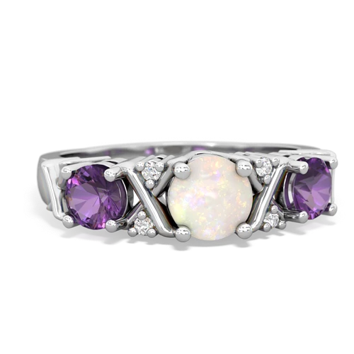 Opal Genuine Opal with Genuine Amethyst and  Hugs and Kisses ring Ring