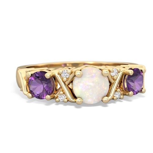 Opal Genuine Opal with Genuine Amethyst and Genuine Ruby Hugs and Kisses ring Ring