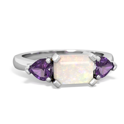 Opal Genuine Opal with Genuine Amethyst and  Three Stone ring Ring