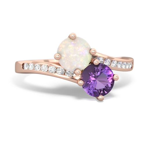 Opal Genuine Opal with Genuine Amethyst Keepsake Two Stone ring Ring