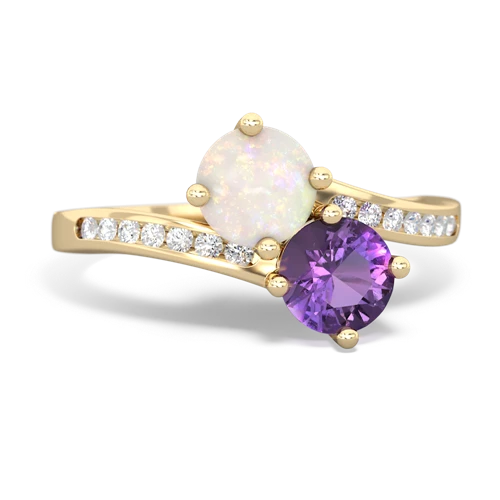 opal-amethyst two stone channel ring