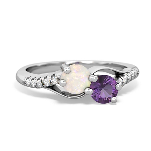 Opal Genuine Opal with Genuine Amethyst Two Stone Infinity ring Ring