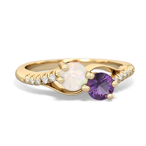 opal-amethyst two stone infinity ring