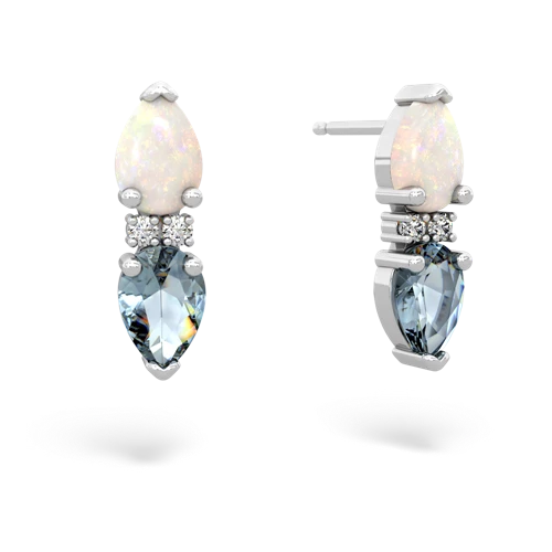 opal-aquamarine bowtie earrings