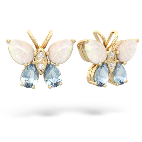 opal-aquamarine butterfly earrings