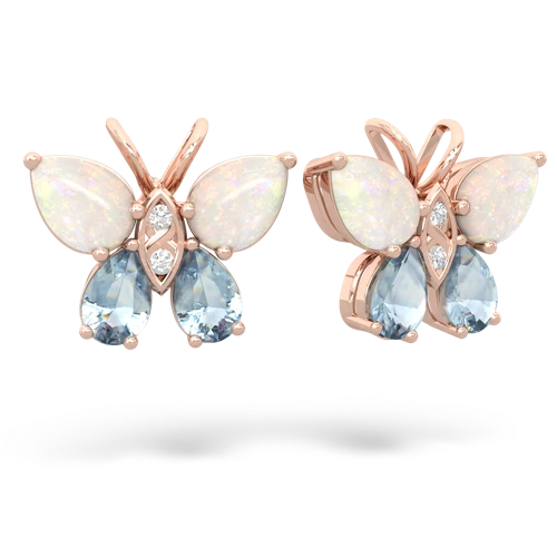 opal-aquamarine butterfly earrings