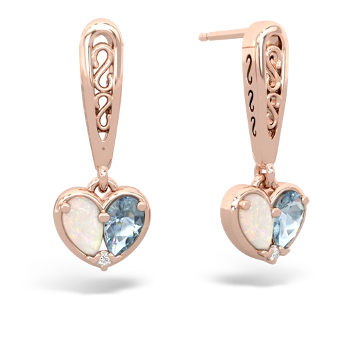 opal-aquamarine filligree earrings