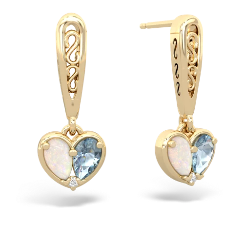opal-aquamarine filligree earrings