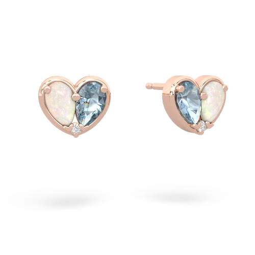 opal-aquamarine one heart earrings