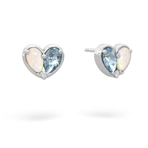 opal-aquamarine one heart earrings