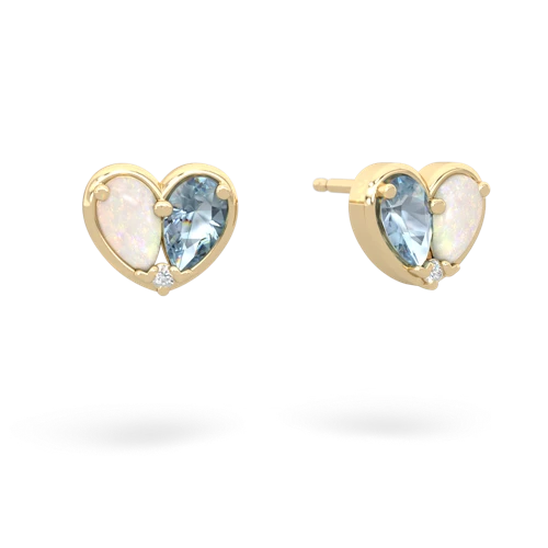 opal-aquamarine one heart earrings