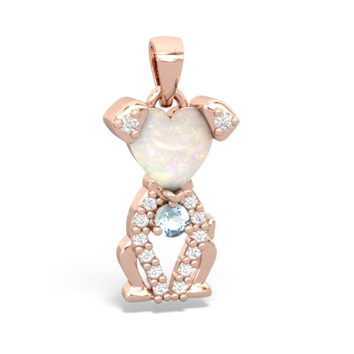 opal-aquamarine birthstone puppy pendant