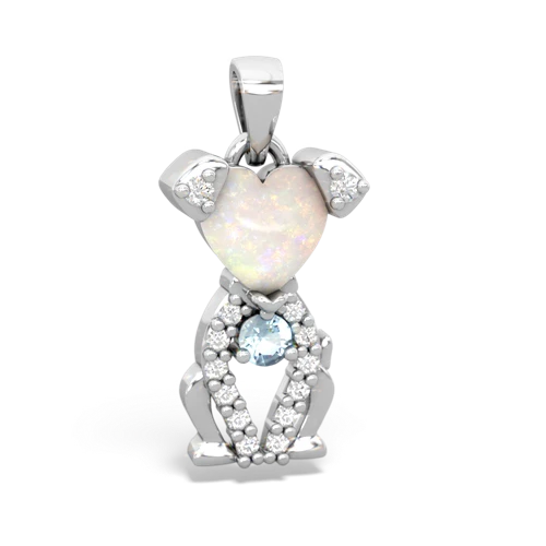 opal-aquamarine birthstone puppy pendant