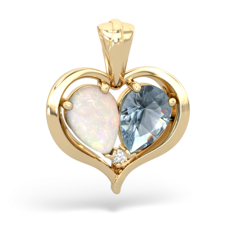 opal-aquamarine half heart whole pendant